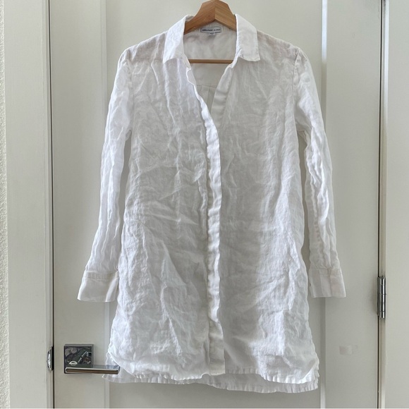 JAMES PERSE LIGHTWEIGHT LINEN SHIRT DRESS WHITE SIZE 0 - Picture 2 of 9